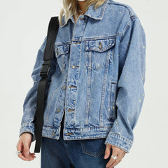 Men's Spring Loose Solid Color Retro plus Size Top Denim Jacket Men's Men Denim Jacket