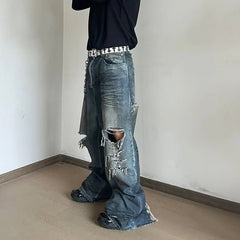 GGGard MIJKO series men's clothing women's torn big ripped trousers men's and women's same retro washed old crease texture jeans