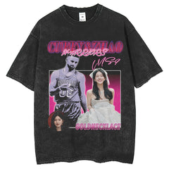 Mens T Shirts T-Shirts Printed Hip Hop Loose Washing Water Old Short Sleeves