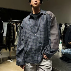 Mens Jacket Spliced Plaid Jacket MIJKO
