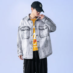 Men's Spring Plus Size Loose Vintage Denim Jacket Men's Casual Top Men Denim Jacket