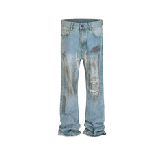 Men's Vintage Pants Men's Women's Micro-pull Pants Old Splicing Jeans MIJKO