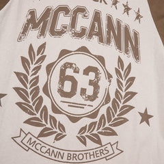 Men Long Sleeve T Shirt Retro Patchwork Trendy Loose Letter Printing