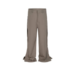 Men Vintage Pants Splicing Optional Wide-Foot Zipper Pants Casual Pants MIJKO
