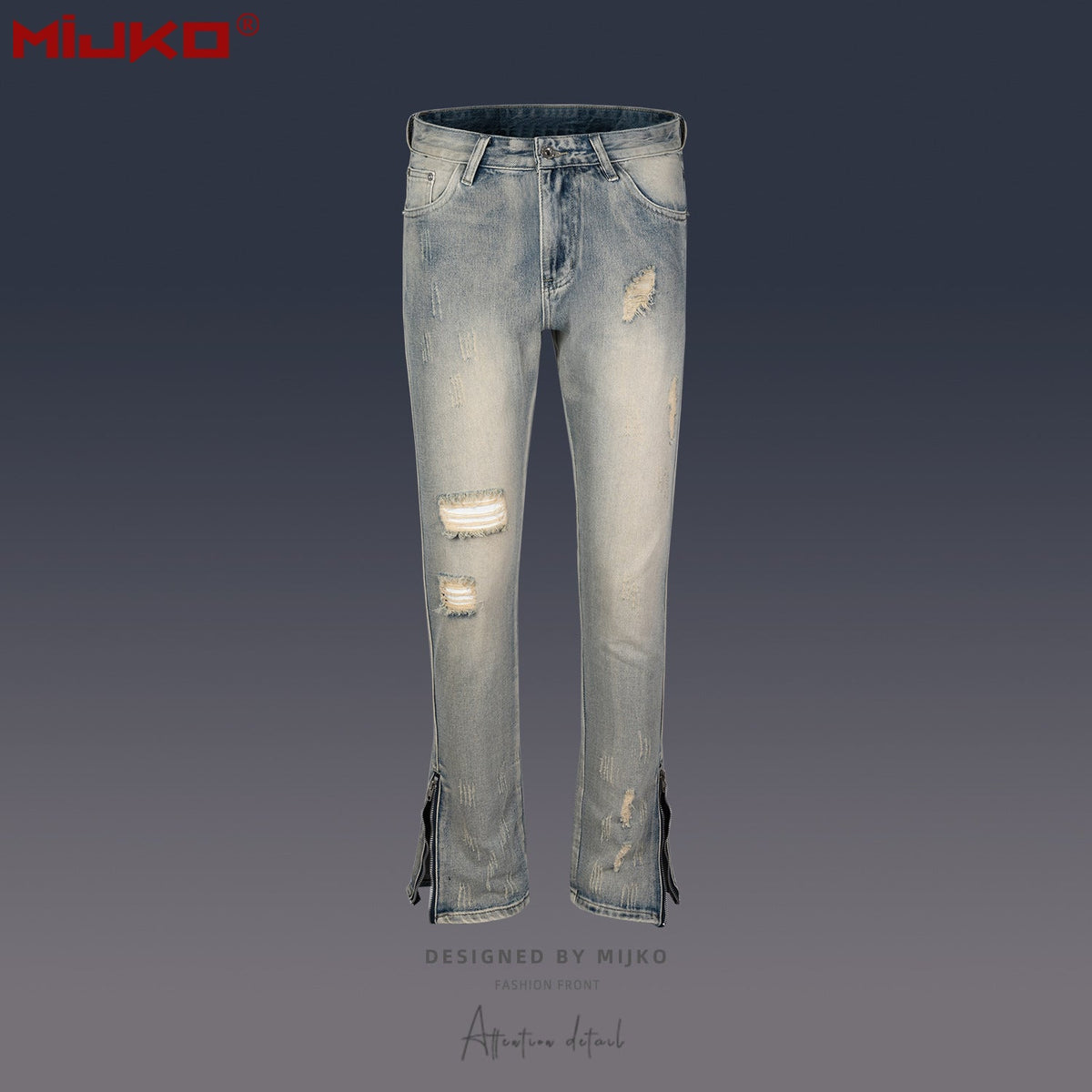 Mens Vintage Pants Ripped Jeans MIJKO
