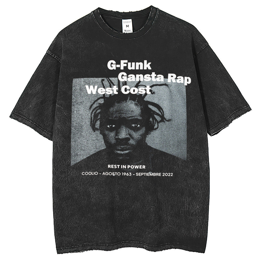 Mens T Shirts Vintage Washing Water Old Printed T-Shirts Short Sleeves Whized