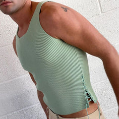 Rave Outfits Mens Vest Irregular Shoulder Strap