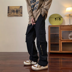Men Cargo Pants Retro Classic Spring and Autumn Loose Cargo Casual Trousers