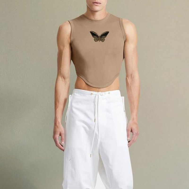 Rave Outfits Mens Vest Printed Knitted Irregular