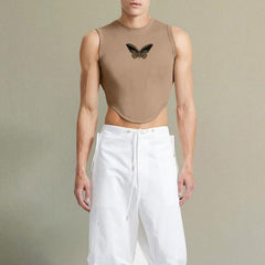 Rave Outfits Mens Vest Printed Knitted Irregular