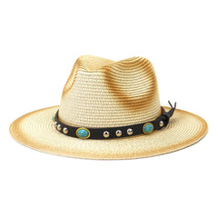 Chapeaux de cowboy en paille pour homme et femme, casquette de protection solaire de voyage en plein air pour le printemps et l'été