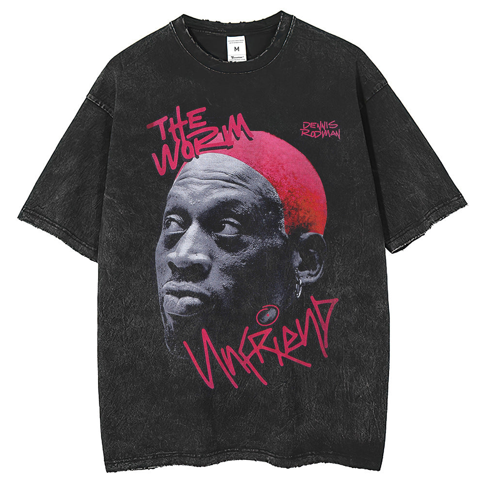 Mens T Shirts Rodman Printed Short Sleeve T-Shirt Crew Neck