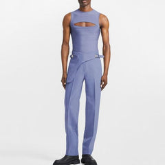 Rave Outfits Mens Vest Hollow-out Knitted Sleeveless