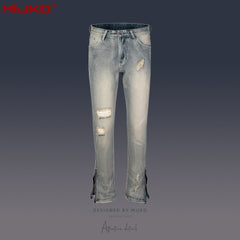Mens Vintage Pants Ripped Jeans MIJKO