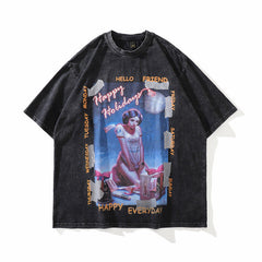 T-shirt homme imprimé manches courtes pour hommes et femmes High Street ample