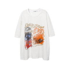 T-shirt à manches courtes imprimé pour hommes T-shirt à manches mi-longues ample pour couples