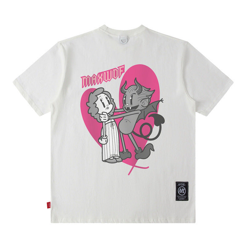Men T Shirt American Street Short-Sleeved T-shirt Men's Loose