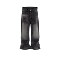 Men Vintage Pants women's retro washed old jeans breasted design men's and women's trousers MIJKO