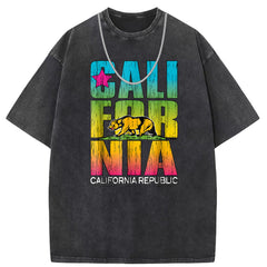 Mens T Shirts Cotton Printed Short Sleeve T-Shirts Washed and Old