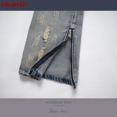 Mens Vintage Pants Ripped Jeans MIJKO