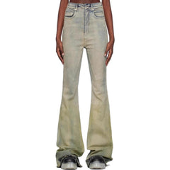 Men's Vintage Pants Men's Women's Cat Whiskers Washed Trousers Wide-Foot Jeans MIJKO