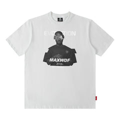 T-shirt homme été rétro imprimé portrait col rond manches courtes