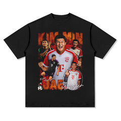 Men Vintage Football T-Shirt Kim Min Jae Printed Short Sleeve Vintage Washed Old T-Shirt