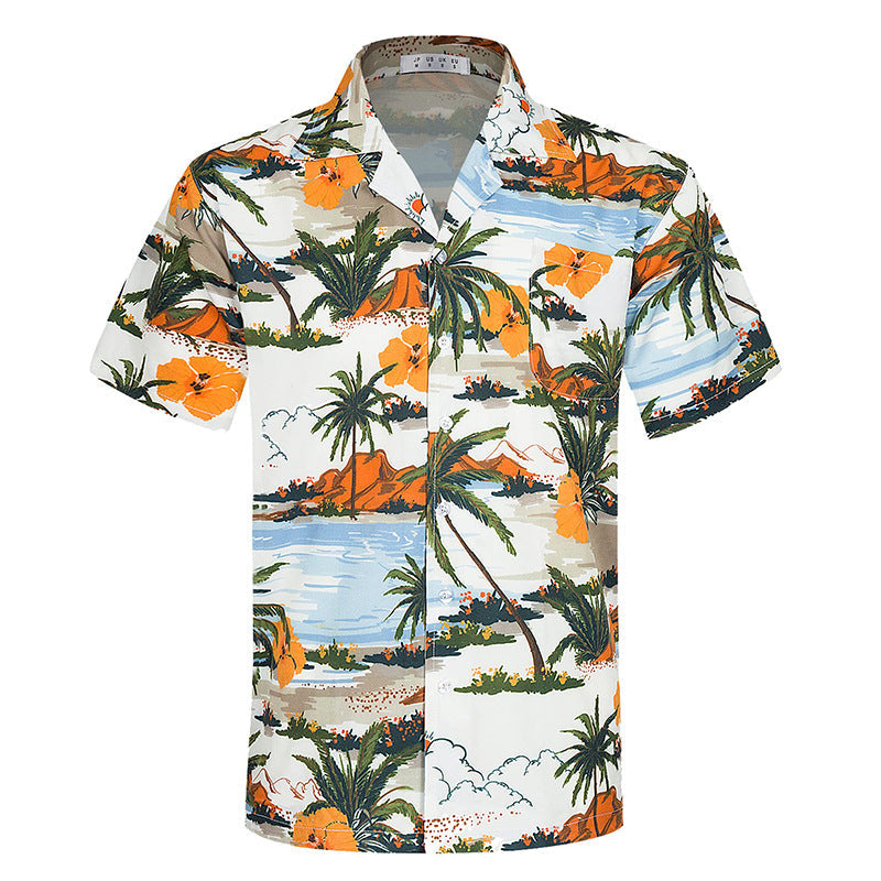 Men Beach Leisure T Shirts Summer Short Sleeve Shirt Men's Casual