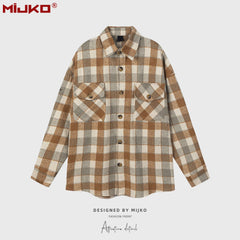Mens Jacket Loose Casual Plaid Jacket MIJKO