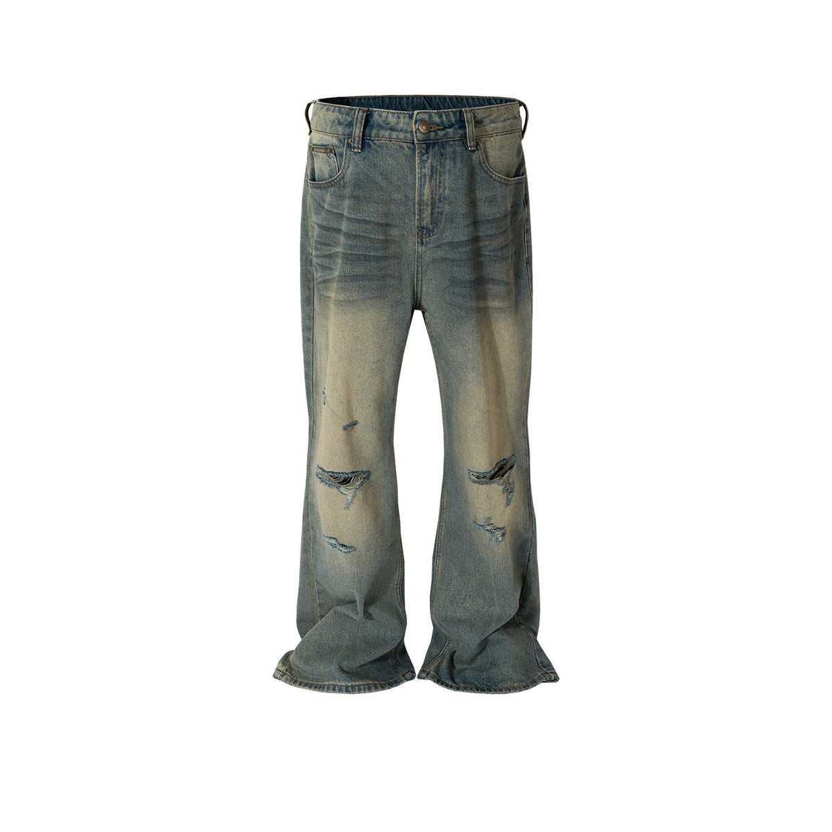 Men Vintage Pants washed old trousers slightly ripped blue jeans MIJKO