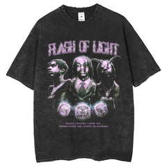 Men T Shirts Vintage Washed Old T-Shirts Short Sleeve Printed T-Shirts