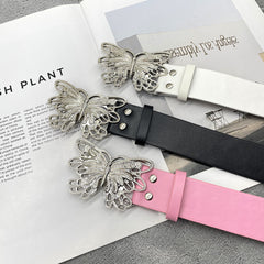 Hip-hop punk style metal hollow butterfly button decorative belt women with denim skirt fashionable and fresh