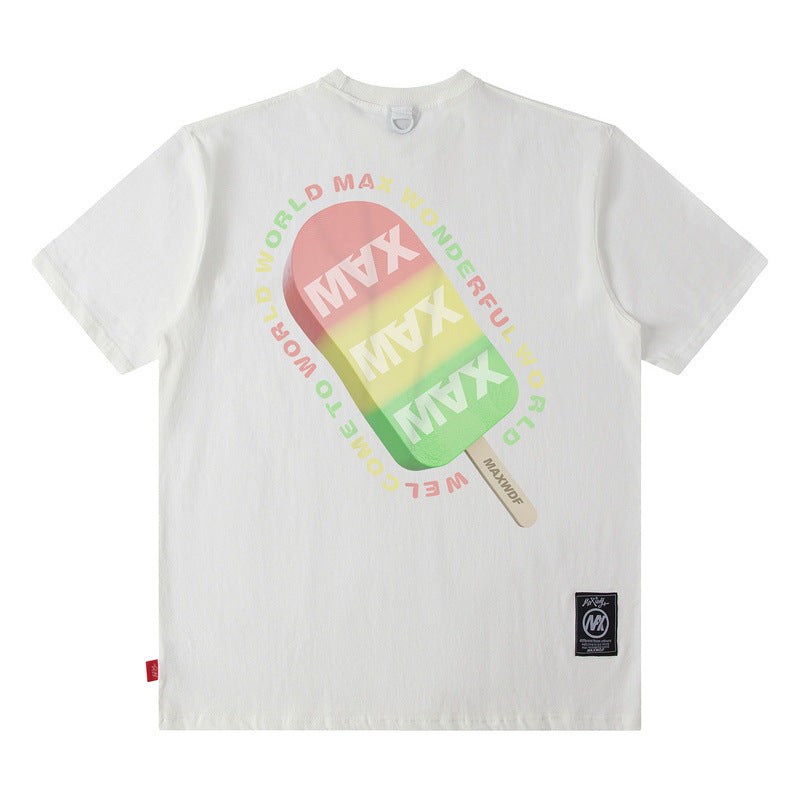 T-shirt Homme Rétro Imprimé pour Couple Homme et Femme Manches Courtes Été