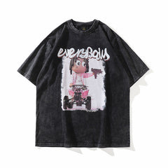 T-shirt Homme Vintage Impression Garçon Manches Courtes T-shirt Hommes et Femmes Hip Hop Ample