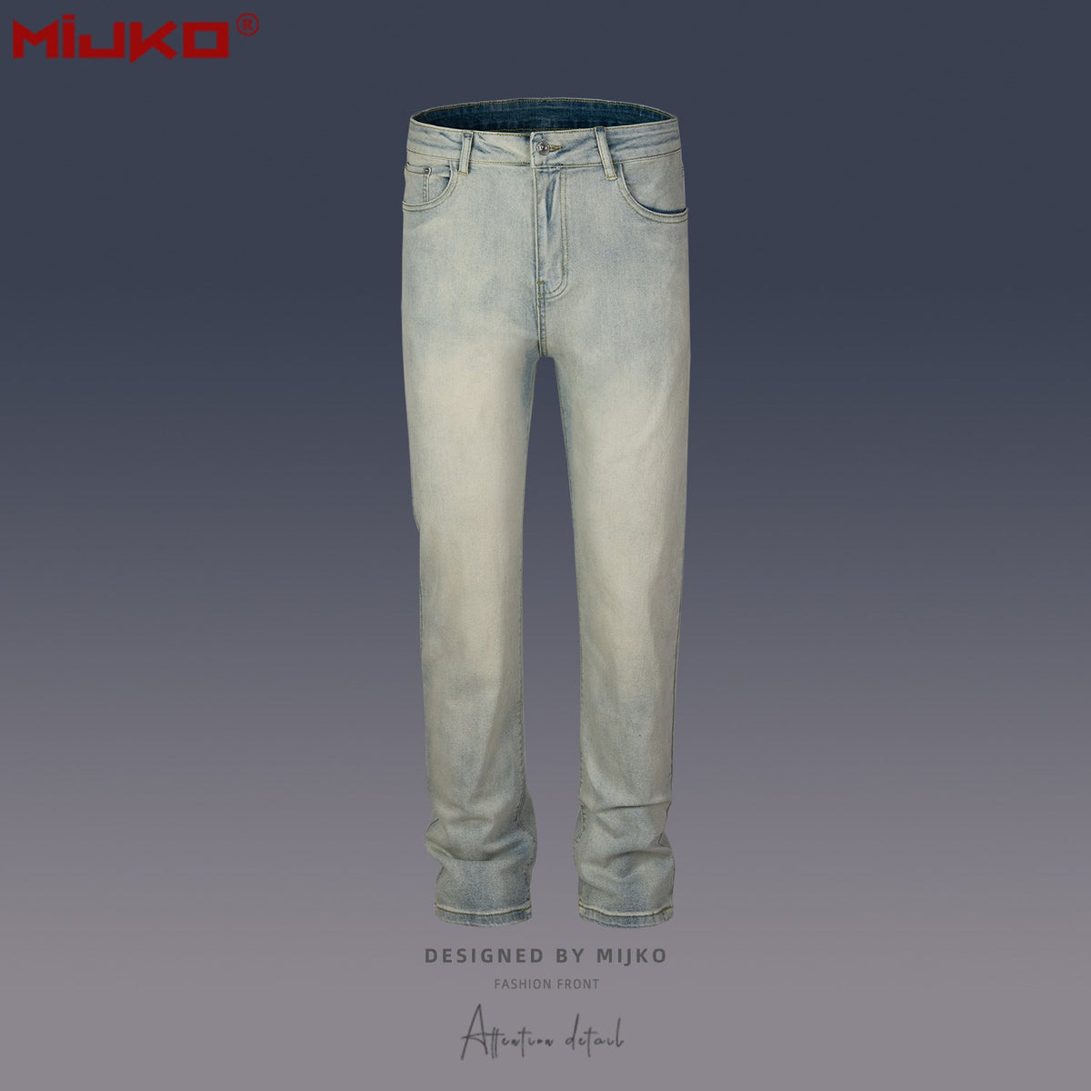 Mens Vintage Pants Ripped Wash Water Old Jeans MIJKO