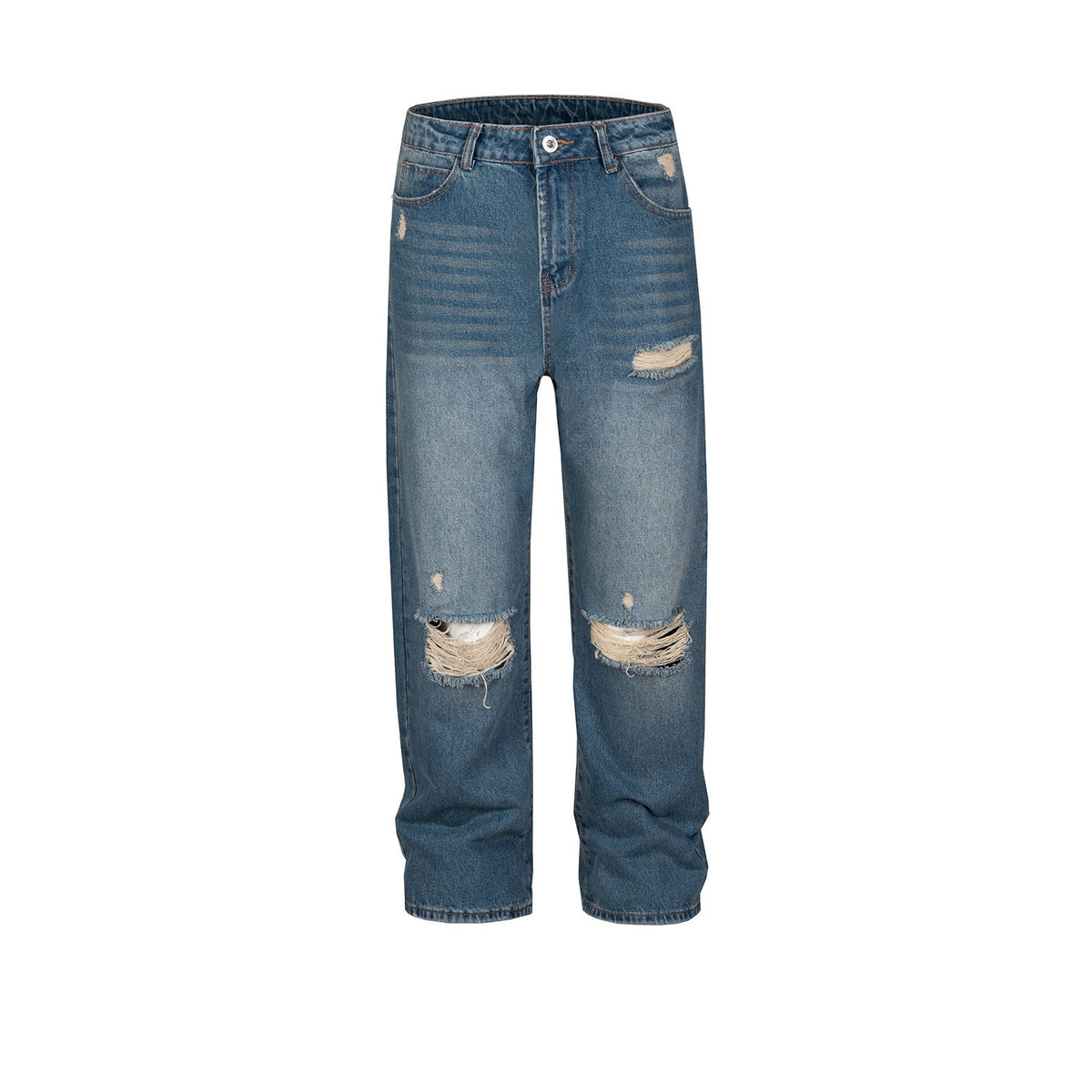 Men's Vintage Pants Men's Women's Washed White Trousers Straight Jeans MIJKO