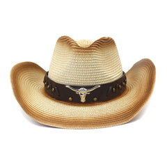 Chapeaux de cowboy en paille Protection solaire au bord de la mer Chapeau de soleil pour hommes
