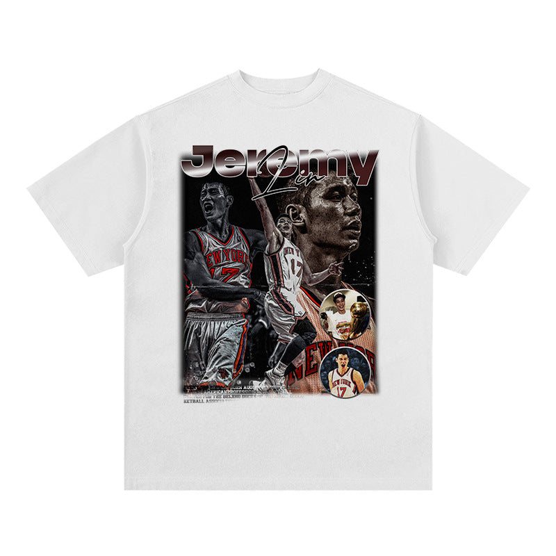 Nba T Shirt Short Sleeve T-shirt American Street Vintage Loose round Neck