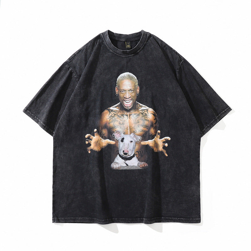 Men T Shirt Portrait Short Sleeve T-shirt Men and Women Street Couple Loose