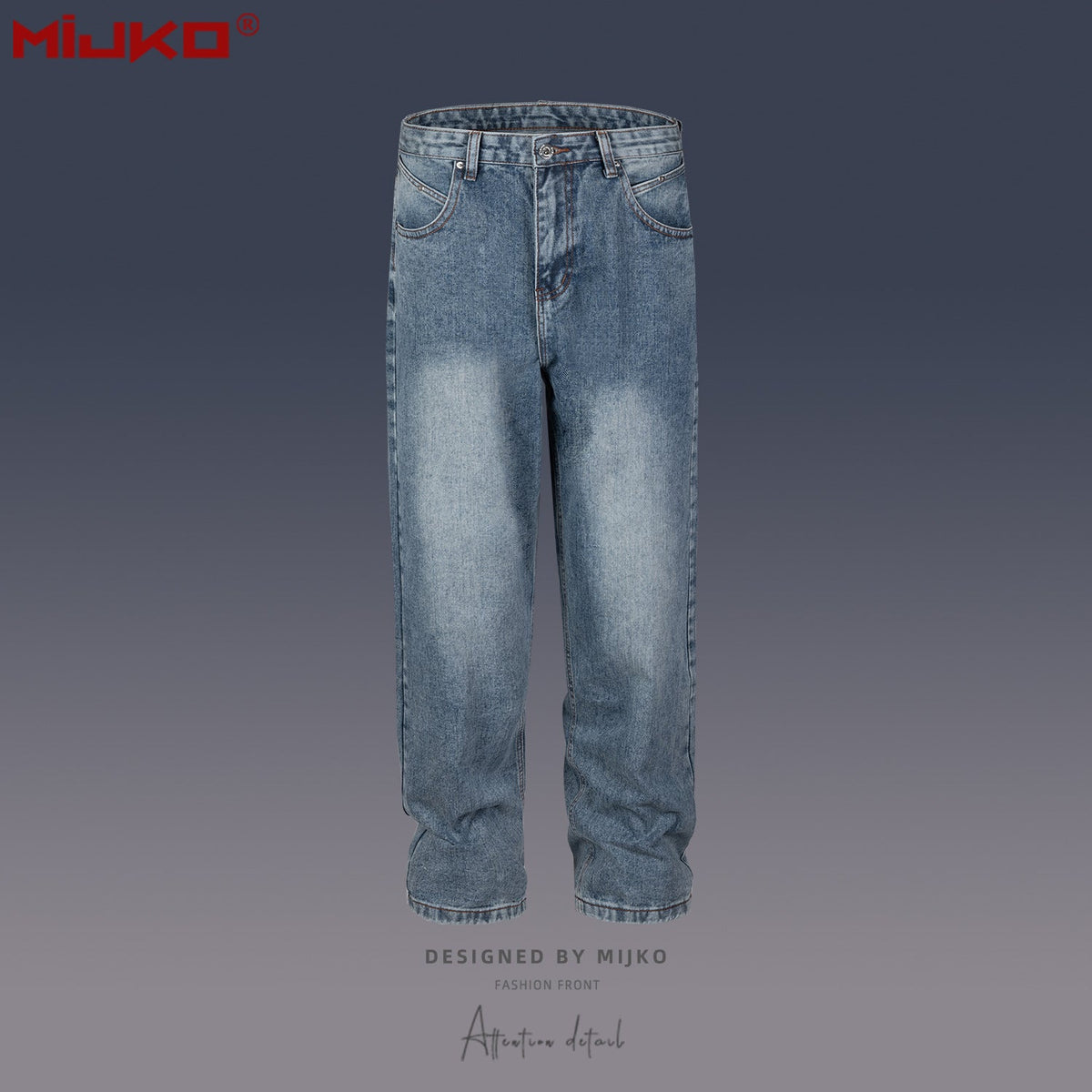 Mens Vintage Pants Washed Old Unisex Jeans MIJKO