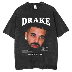 Mens T Shirts Hip Hop Rapper Wash Do Old Crew Neck