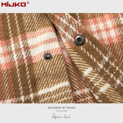 Mens Jacket Double Pocket Plaid Jacket MIJKO