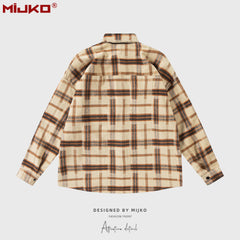 Mens Jacket Loose Plaid Jacket Unisex MIJKO