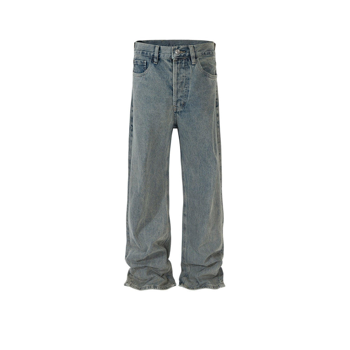 Men's Vintage Pants Men's and Women's Washed Faded Old Straight Denim Trousers MIJKO