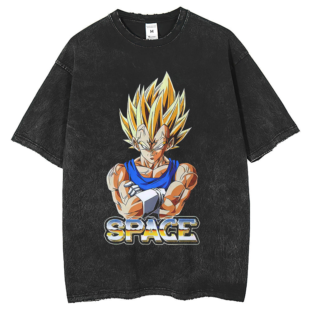 Mens T Shirts Make Old Loose Dragon Ball Vegeta Print Vintage T-Shirt