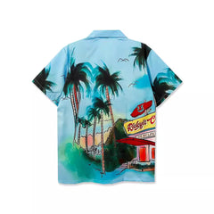 Tide brand summer loose Thai casual Hawaiian short-sleeved shirt men's couple vacation beach flower shirt tide