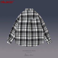 Mens Jacket Double Pocket Plaid Jacket MIJKO