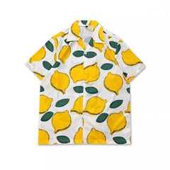 Tide brand loose Cuban personality design Hawaiian short-sleeved shirt men's summer vacation ruffian handsome flower shirt tide