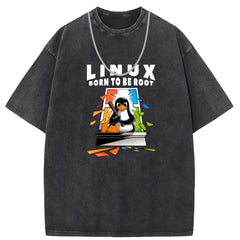 Mens T Shirts Cotton Short Sleeve T-Shirt Batik Washed Old Punk