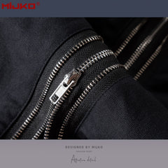 Mens Vintage Pants Zipper-embellished Drawstring Slacks MIJKO